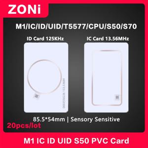 M1 IC S50 S70 ID UID GEN1 PVC 카드 ISO14443A 13.56MHz CPU 5200 ID 카드 IC-CUID 중국 마법 카드 HF 전자 스마트 태그 20개