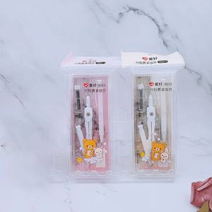 AIHAO 78311 Rilakkuma 금속 나침반 눈금자 삼각형 눈금자 세트 중학생을위한 학교 문구