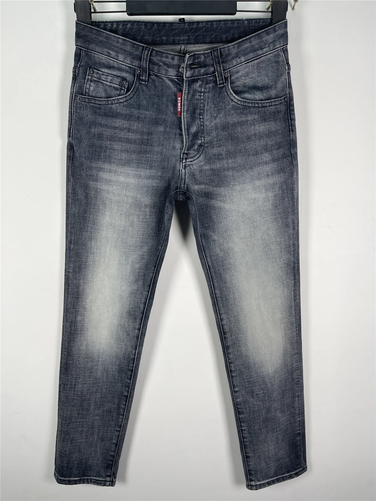 2025 봄/여름 신상 D2 청바지 남성용 워터 슬림핏 다용도 프린트 스트레치 슬림핏 블랙