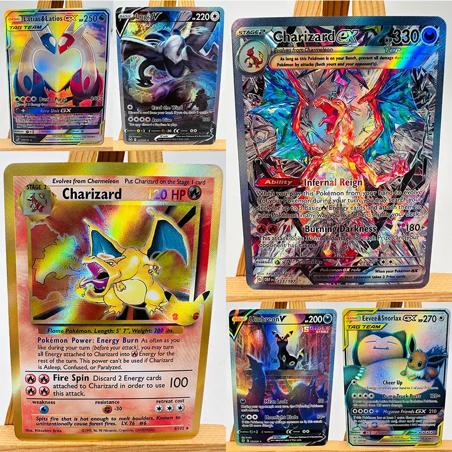 PTCG Lugia Charizard Umbreon Sylveon 장난감 취미 취미 용품 게임 컬렉션 애니메이션 카드