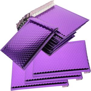 50Pcs 홀로그램 버블 메일러 보라색 우편 봉투 방수 택배 가방 패딩 버블 봉투 배송용 팩 가방