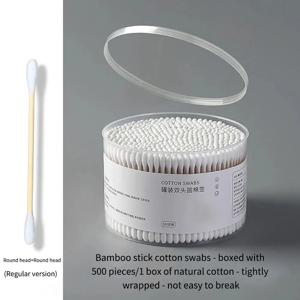 500PCS 양면 면봉 메이크업, 귀 청소를위한 뾰족한 둥근 팁 애완 동물 관리 위생 일회용 다용도 면봉 스틱