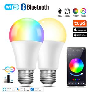 투야 와이파이/블루투스 스마트 전구 알렉사 LED 램프 E27 RGB 스마트 전구 220V 110V 스마트 램프 구글 어시스턴트 스마트 라이프용