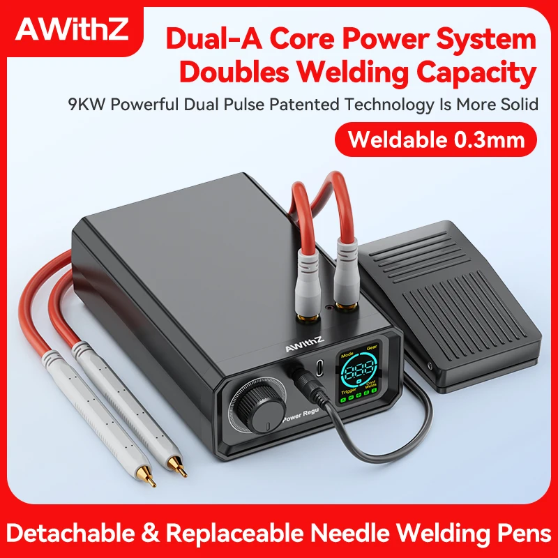 Awithz 9000W 스팟 용접기 고출력 휴대용 페달 스팟 용접기 1330A 현재 DIY 18650 배터리용 조절식 용접기