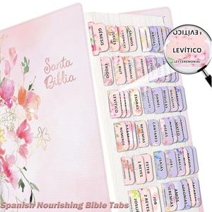 80개 스페인어 성경 탭 - 영혼에 영양을 공급하는 책 요약 - 붙였다 떼었다 할 수 있는 코팅 성경 탭 큰 글자, 학용품