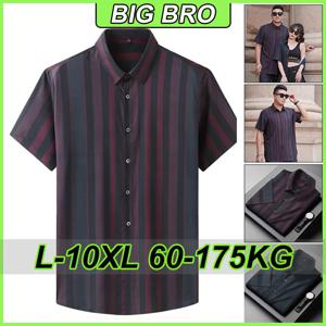 플러스 사이즈 10XL 반팔 셔츠 남성 루즈 칼라 비치 하와이 스트라이프 셔츠 남성 스트릿웨어 캐주얼 큰 사이즈 175KG 탑 의류