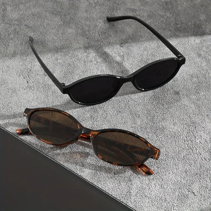 Y2K 스타일 클래식 타원형 프레임 남성용 및 여성용 패셔너블 안경 1쌍은 캐주얼웨어 사진 촬영에 적합합니다.