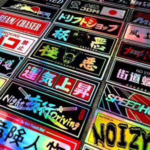 24 개/몫 레이저 레인보우 Speedhunters Oni Samurai JDM 좋은 행운의 레이싱 카 비닐 스티커 오토바이 헬멧 데칼 액세서리