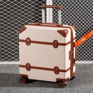 프레시 스타일 20인치 여행 가방 여성용 레트로 여행용 캐리어 유니버설 휠 학생용 귀여운 기내용 가방 지퍼 클로저 ABS+PC