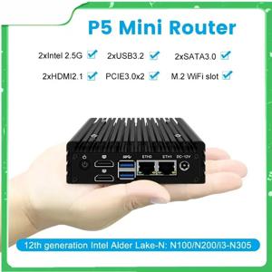 2025 CWWK X86 P5 2x i226-V 2.5G 팬리스 미니 PC 방화벽 서버 12세대 인텔 i3-N305 N100 DDR5 4800MHz 2x HDMI2.1 프록스모