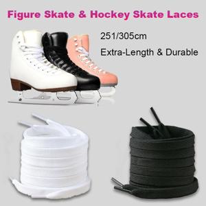 블랙 화이트 251/305cm 피겨 스케이트 & 하키 스케이트 끈 Kods 성인 신발 끈 스트링을위한 추가 길이 내구성 아이스 스케이트 신발 끈