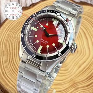 40mm 참 탄도리오 와인 레드 다이얼 NH35 자동 맞춤형 시계 남성용 사파이어 유리 및 블랙 세라믹 베젤 200m 방수