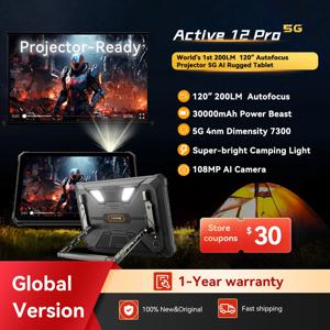 월드 프리미어 블랙뷰 액티브 12 프로 러기드 프로젝터 태블릿 11인치 패드 안드로이드 15 16GB 1TB 30000mAh 디멘시티 7300 태블릿 폰