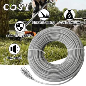 2.0/2.4/2.7/3.0/4.0mm*5/10/15m 잔디 트리머 라인 스틸 스트리머 라인 나선형 브러시 커터 로프 모어 액세서리 정원 도구