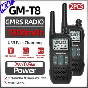BaoFeng GM-T8 워키 토키 GMRS 라디오 NOAA 캠핑을위한 장거리 충전식 손전등 재미 Familyction 양방향 라디오 USB