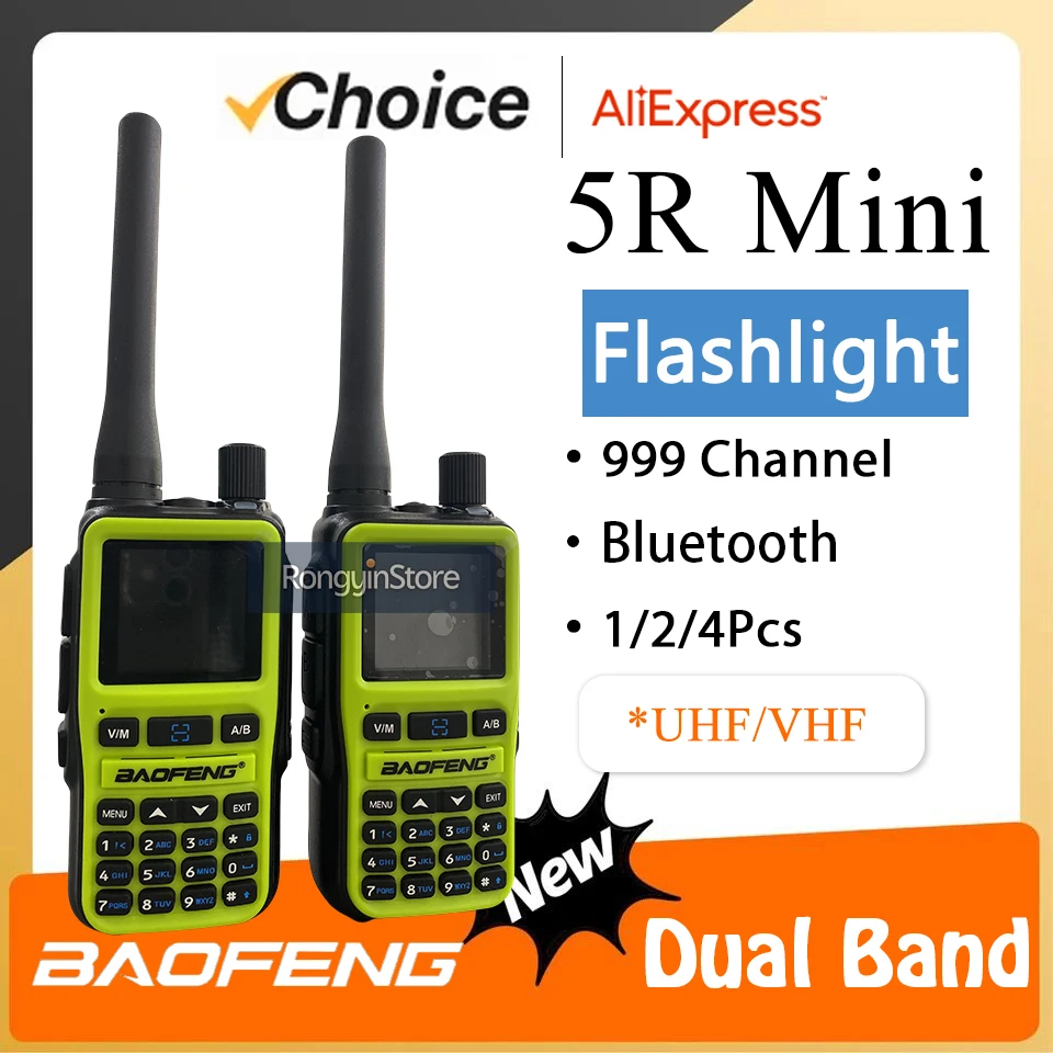UV 5R 미니 바오펑 무전기 블루투스 5W 듀얼밴드 VHF/UHF USB-C 충전 호텔 보안 캠프 등 모든 팀 작전에 적합