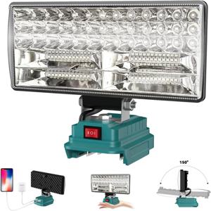 8인치 무선 LED 작업등 휴대용 LED 손전등 (작업, 캠핑, 야외 활동용) 2단계 밝기 조절 가능, 마키타 배터리 호환