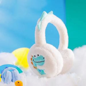 귀여운 플러시 작은 공룡 귀 따뜻한 만화 두꺼운 귀 커버 부드러운 겨울 따뜻한 귀 보호 귀고리 어린이 선물