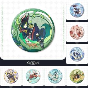 58mm 게임 Genshin Impact Blooming Festival ‌   Tighnari Collei Kaedehara Kazuha 코스프레 의상 배지 핀 SPTE Tinplate 브로치 소품