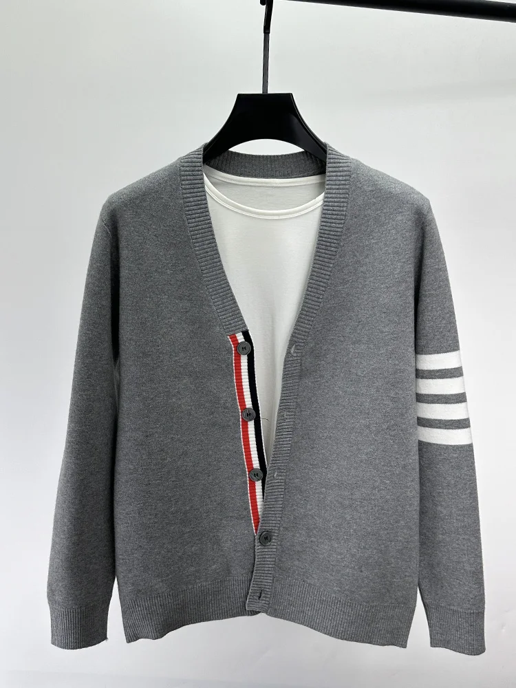 루즈핏 남성 브이넥 니트 스웨터 캐주얼 아우터웨어 단색 패셔너블 가을 겨울 니트웨어 오픈 가디건 스트리트 스타일