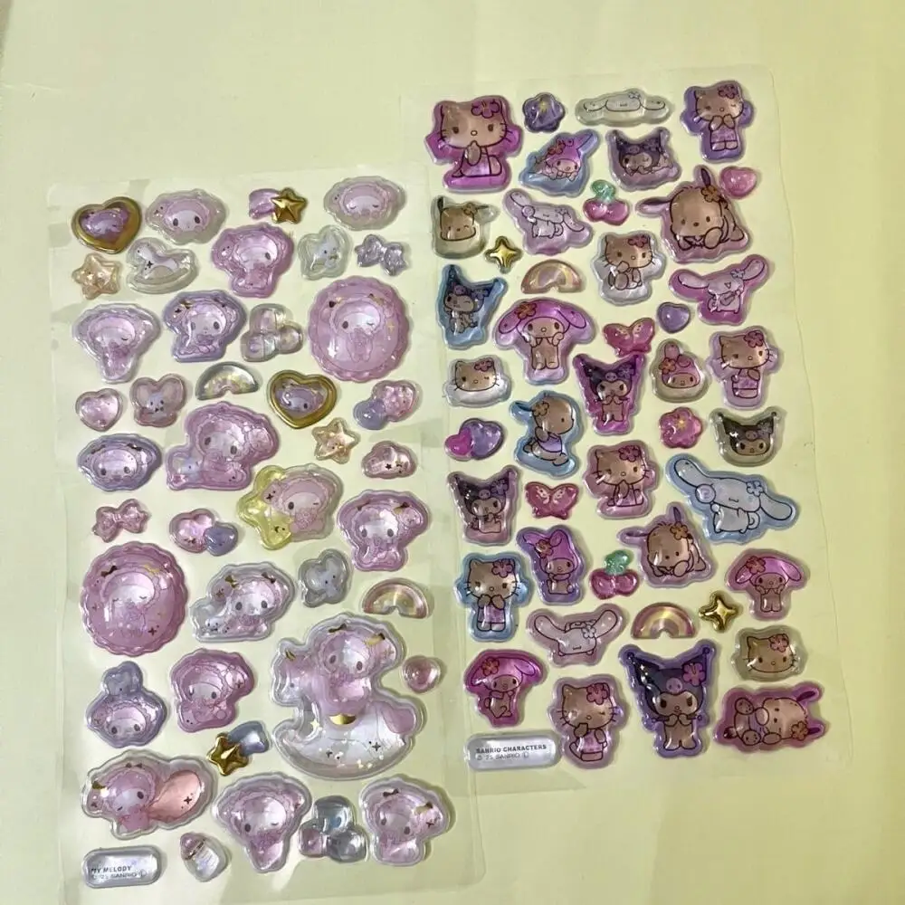 새로운 산리오 블랙 스킨 헬로 키티 마이 멜로디 3D 크리스탈 스티커 카와이 전화 케이스 장식 DIY 수제 재료 소녀 장난감
