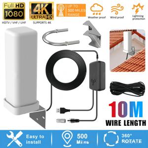 야외 디지털 TV 안테나 35dBi 원격 신호 증폭기 4K 1080P 무료 HDTV 채널 ATSC DVB-T DMB-T ISDB-T