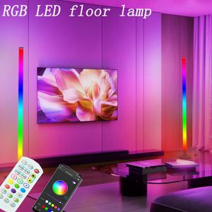 150cm 스마트 코너 플로어 램프 디밍 가능 앱 제어 RGB LED 모던 무드 조명 스탠드 조명 (침실, 게임, 거실용)