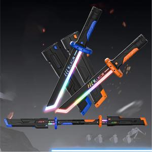 야외 장난감 밝은 칼 멀티 컬러 플래시 LED 라이트 샤인 코스프레 칼 장난감 게임 파티 가족 인터랙티브 장난감 어린이 및 성인용