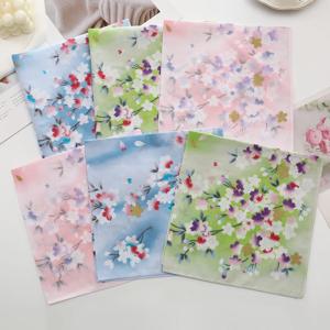 3/6 Pcs 여성 순수 코튼 프린트 손수건 고급 일본 흡수성 물티슈 결혼 선물 43cm