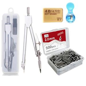 금속 컴퍼스 세트 교체용 리필 포함 학생 시험용 도면 도구 문구 컴파소 기하학 컴파스