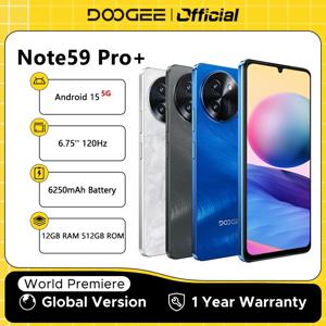 【브랜드+】DOOGEE Note59 Pro+ 5G 스마트폰 안드로이드 15 6250mAh 배터리 6.75인치 120Hz 화면 12GB 512GB AI 카메라 휴대폰
