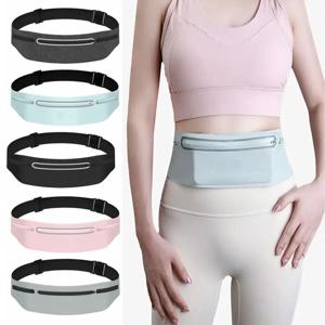 방수 스포츠 패니 팩 반사 스트립 단색 야외 스포츠 전화 파우치 다중 포켓 대용량