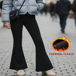 여성용 플리스 안감 바지 - 하이웨이스트 슈퍼 소프트 플레어 레깅스(복부 조절 디자인 포함)