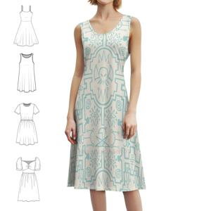 파스텔 색상의 패턴이 있는 한국 스타일 여성용 드레스, 우아한 캐주얼 드레스, 파티나 일상복으로 적합, 크툴루 호러 미스터리 드레스