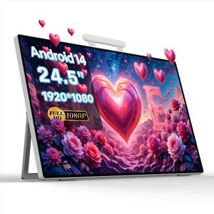 휴대용 24인치 안드로이드 14 1080P IPS 터치 TV 캠핑용, 휴대용 선물 태블릿 77.7WH 배터리, 8코어 CPU 8G+128G 4K 카메라