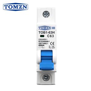 TOMZN 1P AC MCB TOB1-63H C형 230/400V~ 50Hz/60Hz 미니 서킷 브레이커 3A 6A 10A 16A 20A 25A 32A 40A 50A 63A