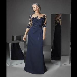 맞춤 의류 매장 신랑 신부 어머니 드레스 신부 어머니 의상 파티 드레스 플러스 사이즈 네이비 블루 신부 어머니 가운