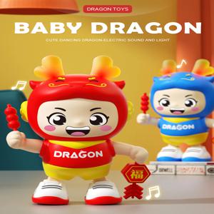 춤추는 곰 아기 드래곤 장난감, 조명 및 춤추는 로봇 모드, 귀여운 모양 2 기어 스위치, 3 세 이상 어린이 배터리 미포함