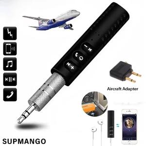 차량용 블루투스 5.0 리시버 3.5mm 3.5 AUX 잭 스테레오 음악 오디오 카 키트 송신기 스피커 앰프 무선 어댑터 마이크 포함