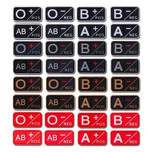 3D PVC 혈액형 패치 A B AB O Rh + - 포지티브 네거티브 밀리터리 후크 및 루프 백팩용 패치 배지 5x2.5cm