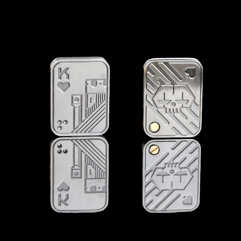 금속 해골 푸시 슬라이더 스트레스 릴리프 장난감 안티 스트레스 EDC 탑 스피닝 포커 장난감 휴대용 감압 자기 장난감 성인 선물