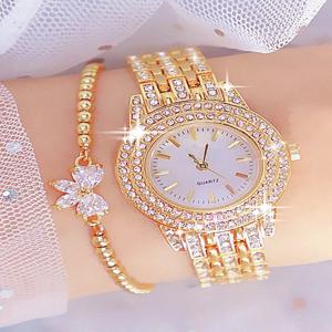 여성용 다이아몬드 스터드 리얼 네일 체중계 합금 세트, 패션 쿼츠 팔찌 시계, 2 개
