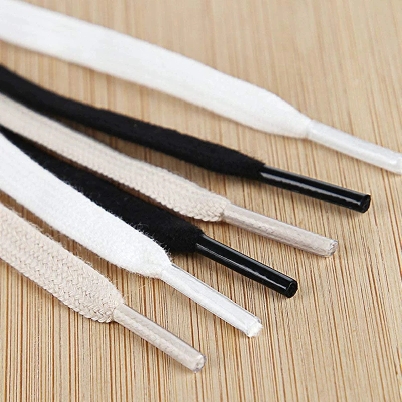 코튼 플랫 신발 끈 운동화 캔버스 신발 끈 여성 남성 신발 끈 화이트 블랙 베이지 클래식 신발 레이스 신발 끈 1 쌍