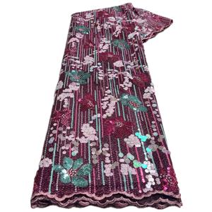 아프리카 플록 벨벳 오간자 레이스 질감 메쉬 얇은 명주 그물 원단, 스팽글 반짝이, 나이지리아 수시 착용 의류