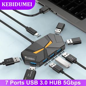 7 포트 USB 3.0 허브 USB 도킹 스테이션 USB 분배기 어댑터 노트북 컴퓨터 용 5Gbps 고속 전송 PD 전원 공급 장치