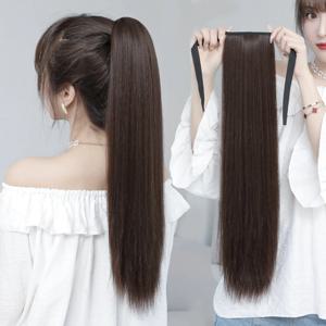 인조 헤어 테일 헤어, 스트레이트 클립 헤어피스, 머리핀 포함, 합성 포니 테일 헤어, 22 inch-55cm 포니테일, 2024 패션