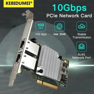 10Gbps PCIE To RJ45 네트워크 카드 X540-T2 기가비트 이더넷 PCI 이중 포트 Express LAN 어댑터 데스크탑 Win10용 10000Mbps