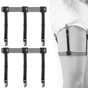 남성용 셔츠 스테이 벨트, 미끄럼 방지 잠금 클립, 조절 가능한 잠금 타이란트 셔츠, 터커 다리 허벅지 서스펜더 가터 스트랩, 1 쌍