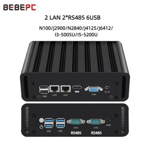 팬리스 산업용 미니 PC, 인텔 N100 J6412 듀얼 LAN, 2xCOM RS485 6USB 4G SIM GPIO WiFi 지지대 컴퓨터