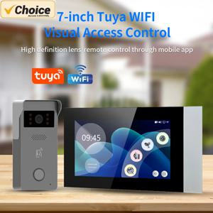 Tuya 7인치 1080P 비디오 인터콤 시스템 IP65, 110 °   터치스크린 및 야간 투시경을 갖춘 광각 도어폰 Alexa/Google Home 호환